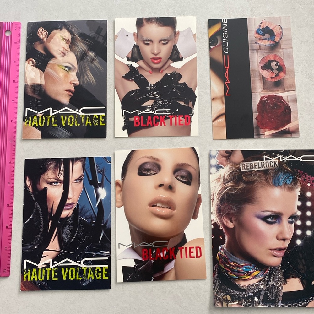 Lot of 6 Mac cosmetics promo post cards 2000’s